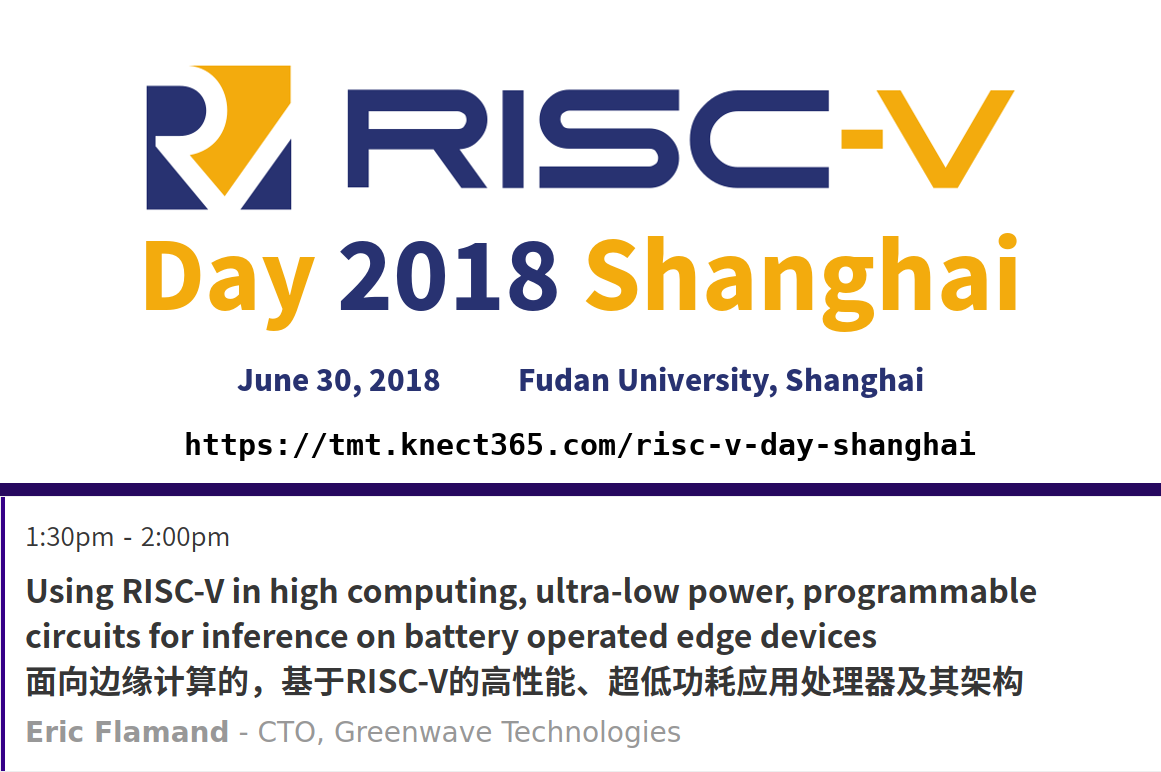 Greenwaves Agenda RISC-V Day Shanghai Session